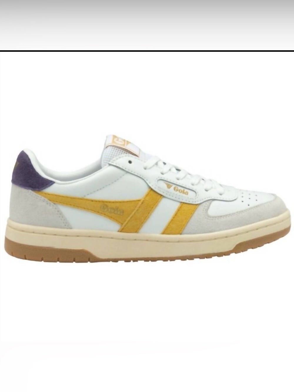 Gola Women's White Yellow Suede Accent Sneakers